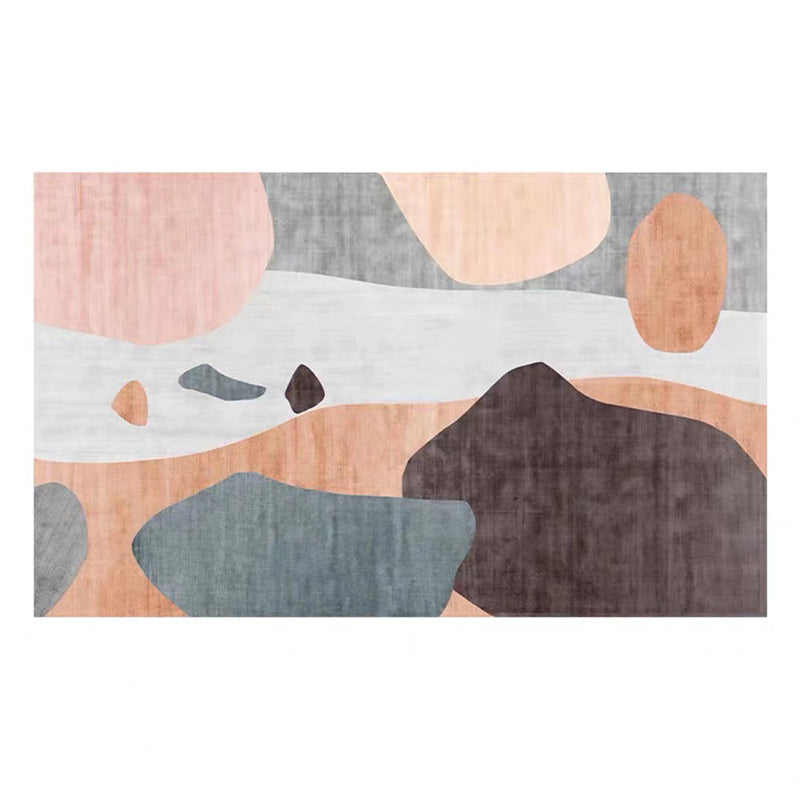 White Modern Rug Polyester Line Rug Washable Rug for Living Room