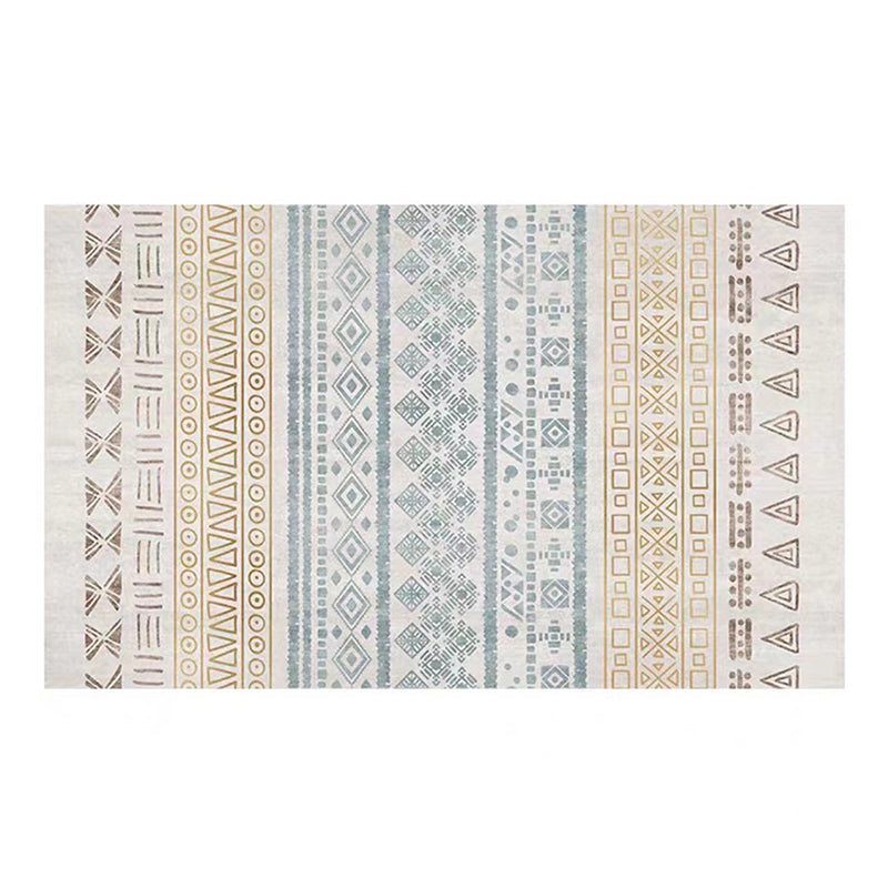 White Modern Rug Polyester Line Rug Washable Rug for Living Room