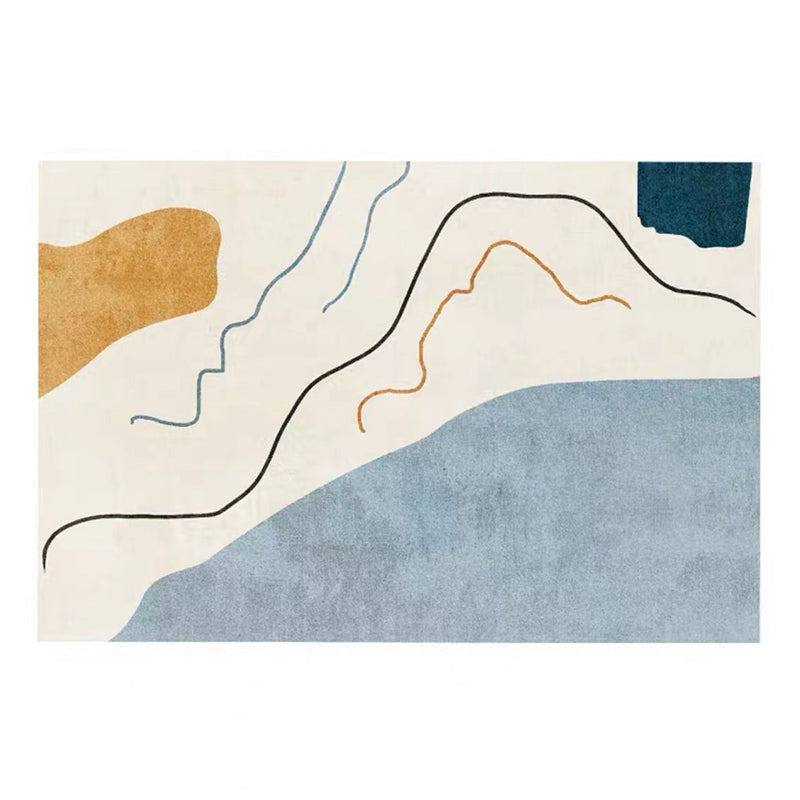 Weißer moderner Teppich Polyester Line Teppich Waschbar Teppich für Wohnzimmer