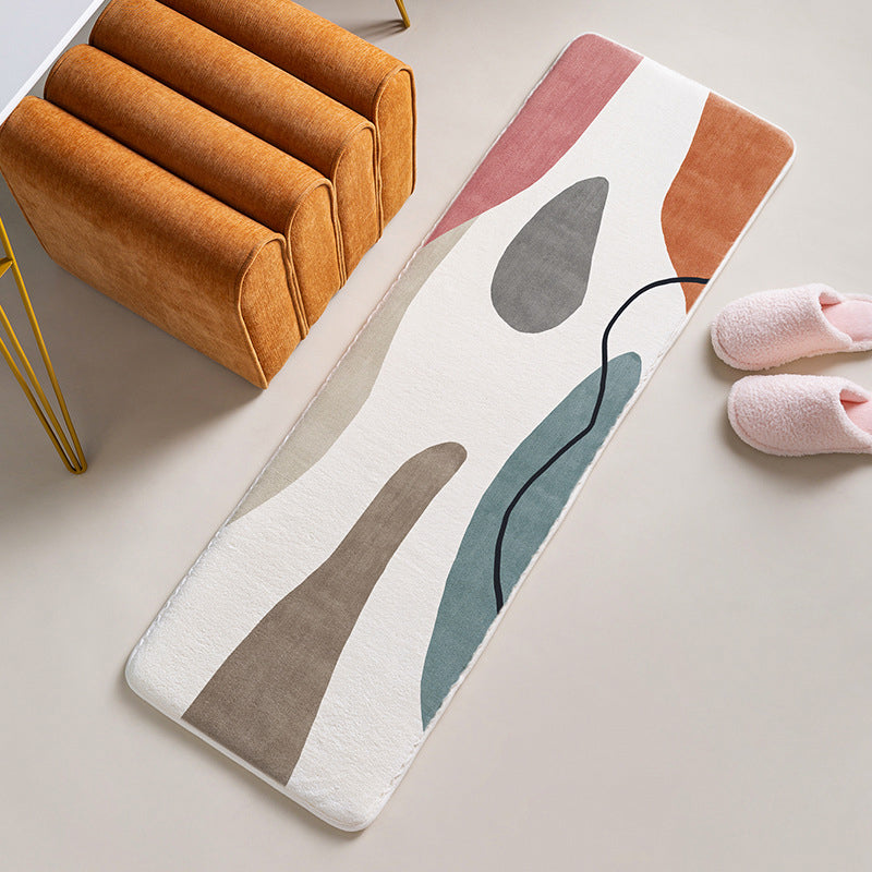 Dark Green Color Block Rug Polyester Nordic Rug Stain Resistant Rug for Drawing Room