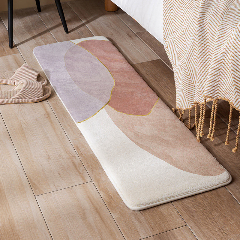 Dark Green Color Block Rug Polyester Nordic Rug Stain Resistant Rug for Drawing Room