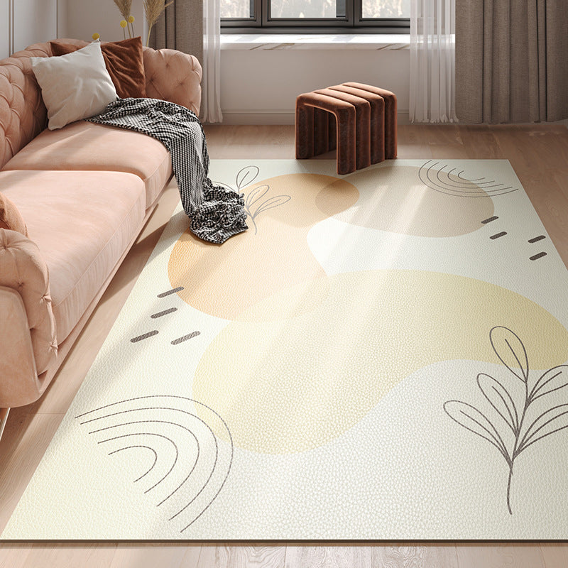 Light Yellow Rug PVC Color Piece Rug Non-Slip Backing Rug for Living Room