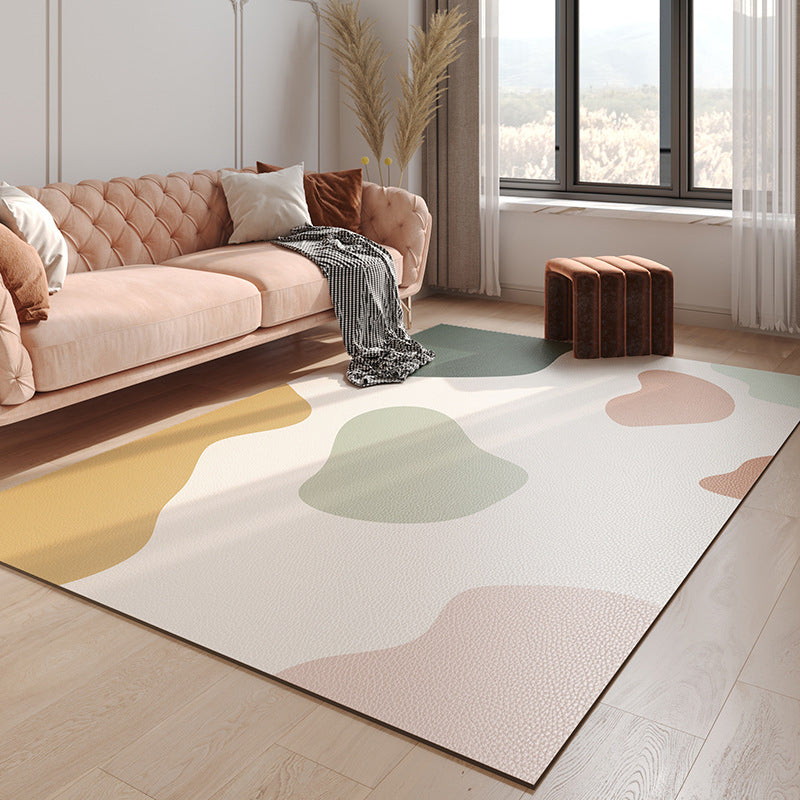 Light Yellow Rug PVC Color Piece Rug Non-Slip Backing Rug for Living Room