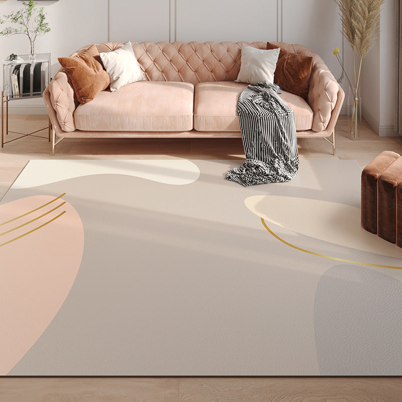 Light Yellow Rug PVC Color Piece Rug Non-Slip Backing Rug for Living Room