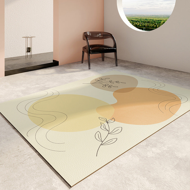 Orange Modern Rug Polyester Color Piece Rug Washable Rug for Living Room