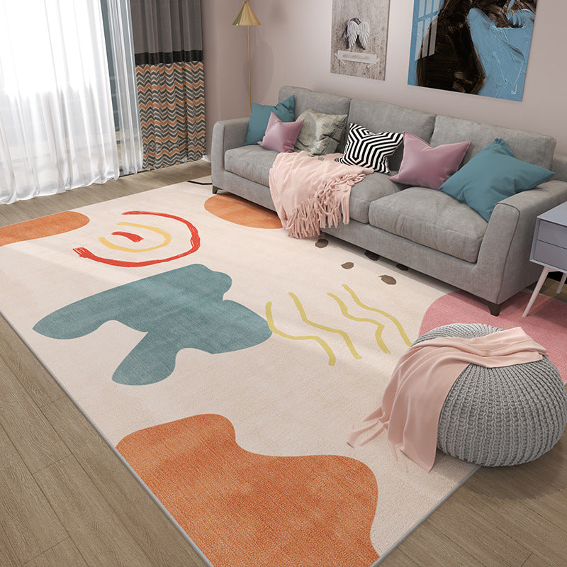 Orange einfacher Teppichblendstücke Teppich Fleckenfestem Teppich für Wohnkultur