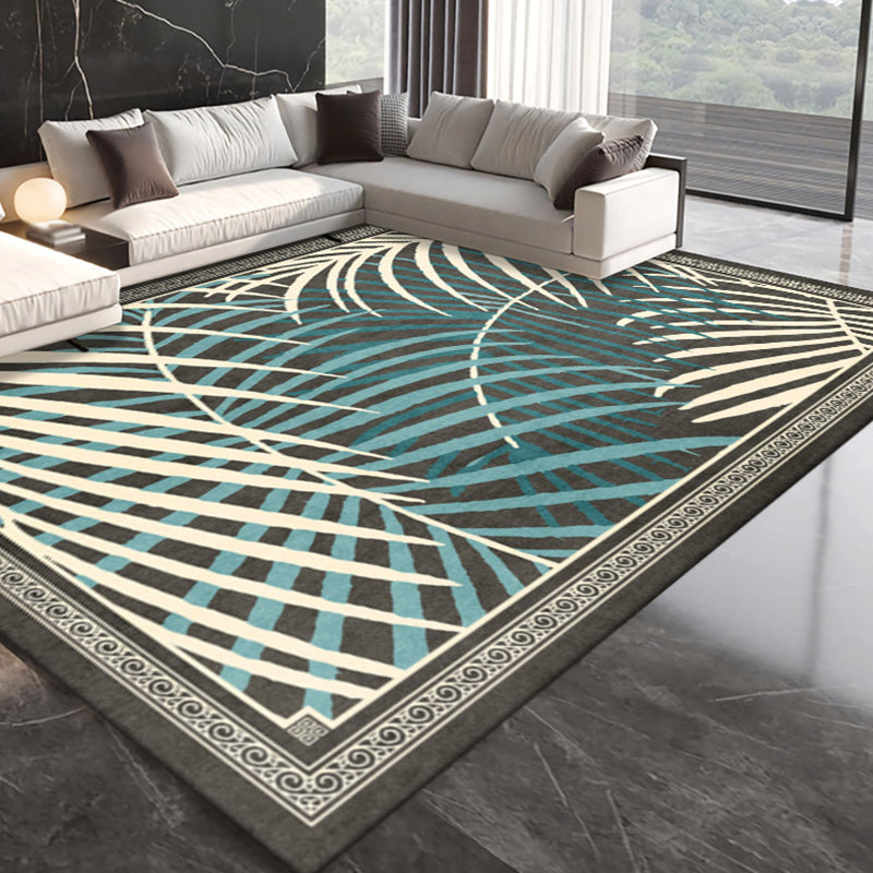 Grün moderner Teppichpolyesterblätter Teppich Fleckenfestem Teppich für den Salon