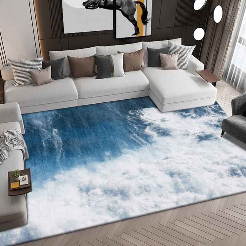 Green Modern Carpet Polyester Leaves Carpet Stain Resistant Carpet for Drawing Room