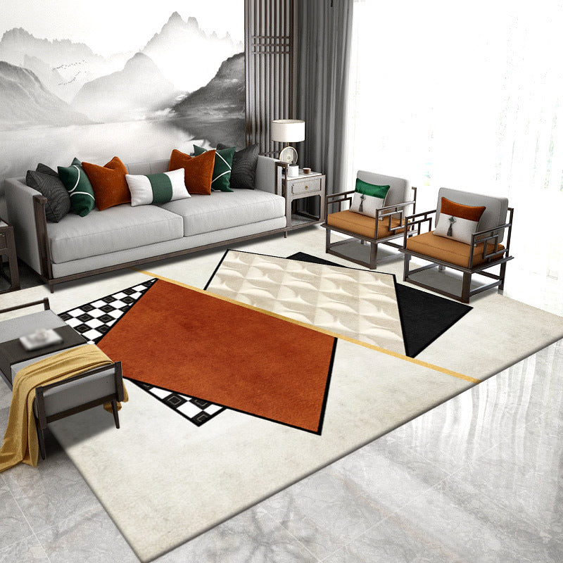 Green Modern Carpet Polyester Leaves Carpet Stain Resistant Carpet for Drawing Room