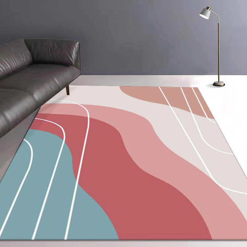 Orange Nordic Carpet Polyester Contrast Color Carpet Washable Carpet for Drawing Room