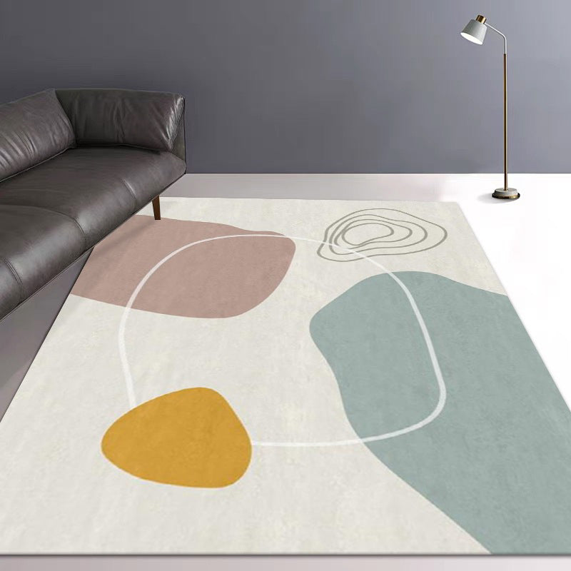 Orange Nordic Carpet Polyester Contrast Color Carpet Washable Carpet for Drawing Room