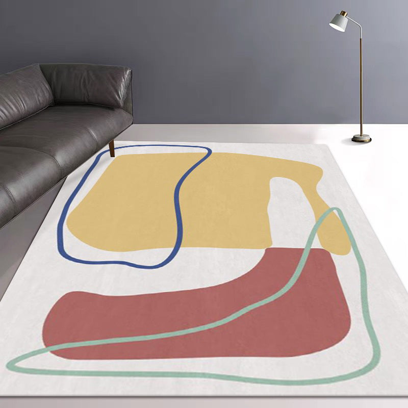 Orange Nordic Carpet Polyester Contrast Color Carpet Washable Carpet for Drawing Room