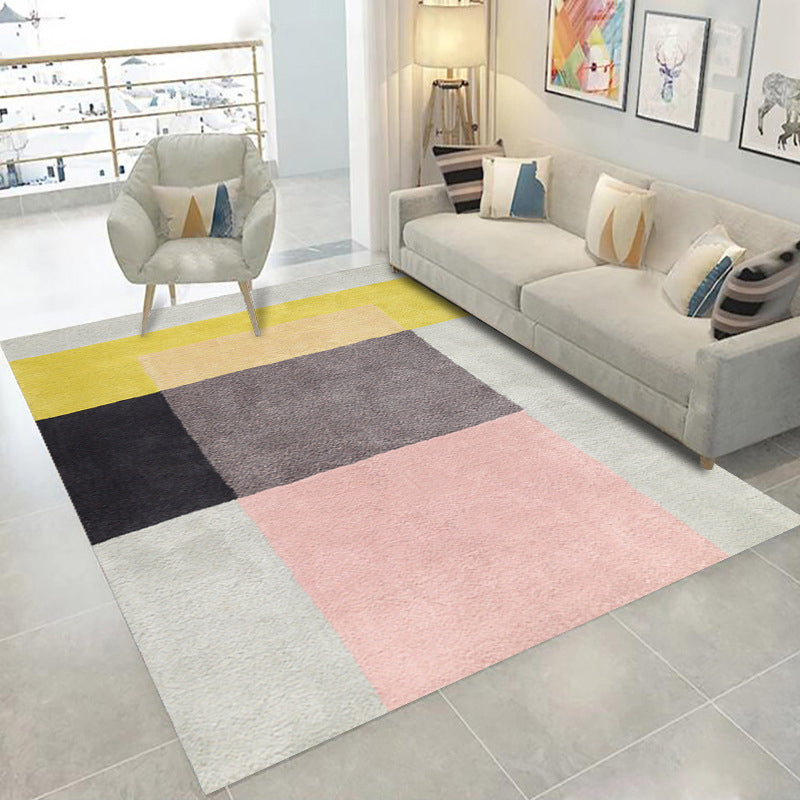 Rosa Muster Teppich Polyester Einfacher Teppichfleckfest -Resistent Teppich für Salon