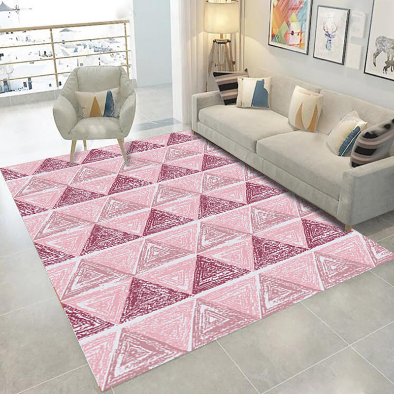 Rosa Muster Teppich Polyester Einfacher Teppichfleckfest -Resistent Teppich für Salon