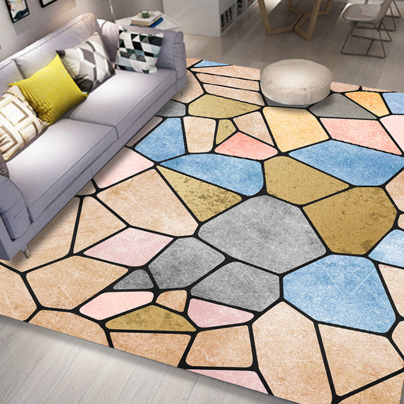 Brown Stone Pattern Carpet Polyester Simple Carpet Washable Carpet for Home Decor