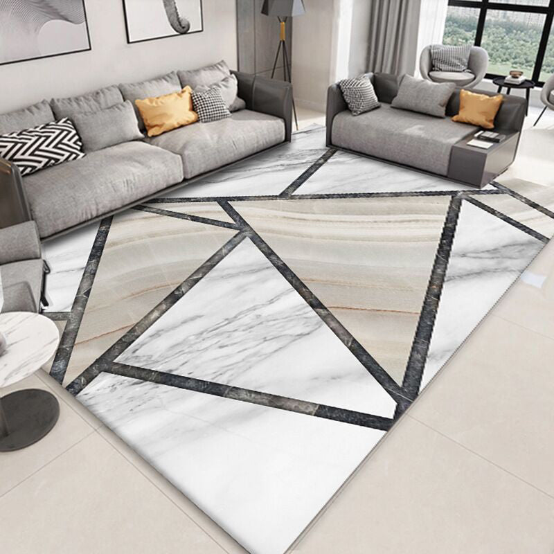 Brown Stone Pattern Carpet Polyester Simple Carpet Washable Carpet for Home Decor