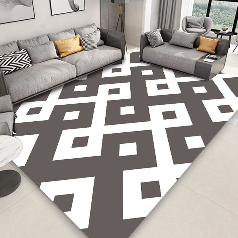 Brown Stone Pattern Carpet Polyester Simple Carpet Washable Carpet for Home Decor