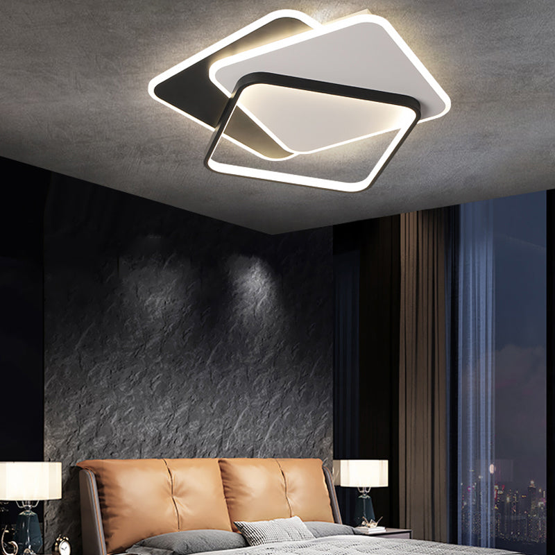 Metal Flush Mount Light Nordic 3-Light Bedroom Ceiling Lamps Fixture with Acrylic Shade