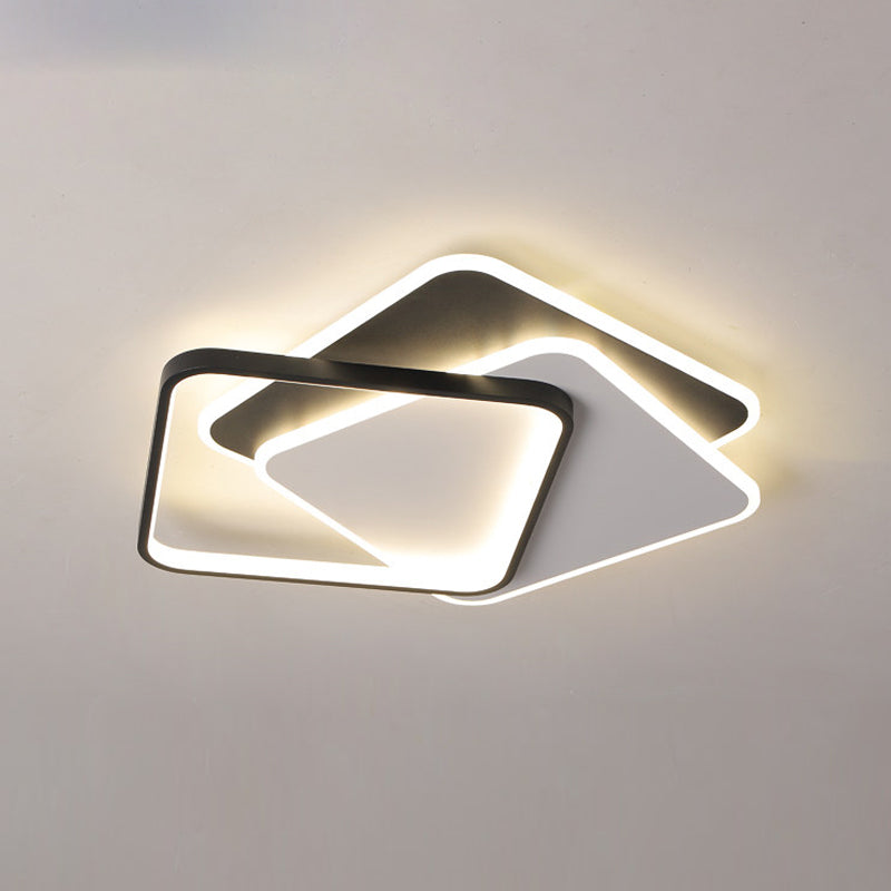 Metal Flush Mount Light Nordic 3-Light Bedroom Ceiling Lamps Fixture with Acrylic Shade