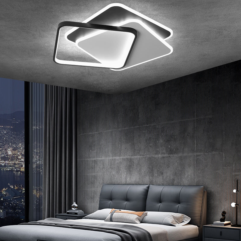Metal Flush Mount Light Nordic 3-Light Bedroom Ceiling Lamps Fixture with Acrylic Shade