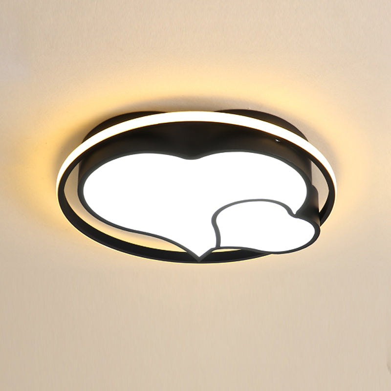 Nordic Heart Shape Ceiling Mount Light 3-Light Bedroom Ceiling Lamps with Acrylic Shade
