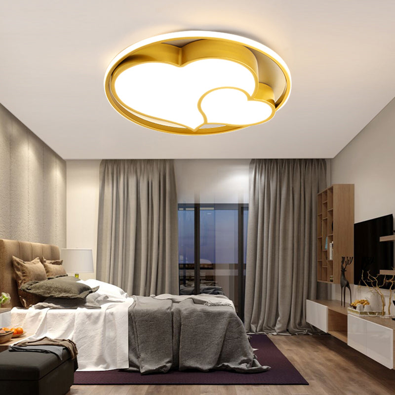 Nordic Heart Shape Ceiling Mount Light 3-Light Bedroom Ceiling Lamps with Acrylic Shade