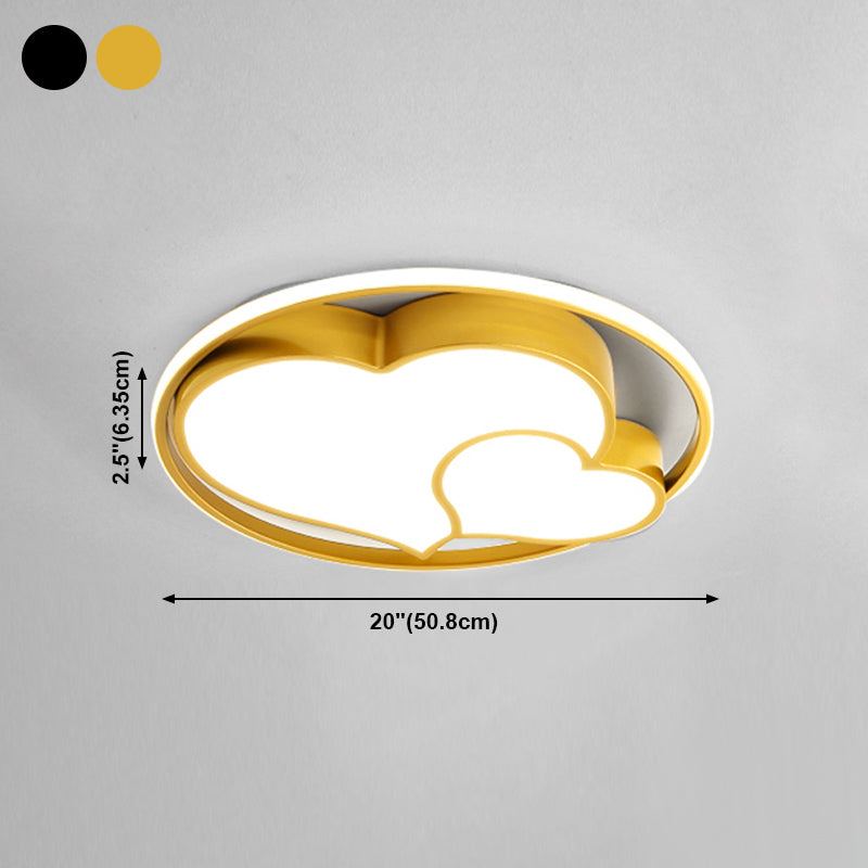 Nordic Heart Shape Ceiling Mount Light 3-Light Bedroom Ceiling Lamps with Acrylic Shade