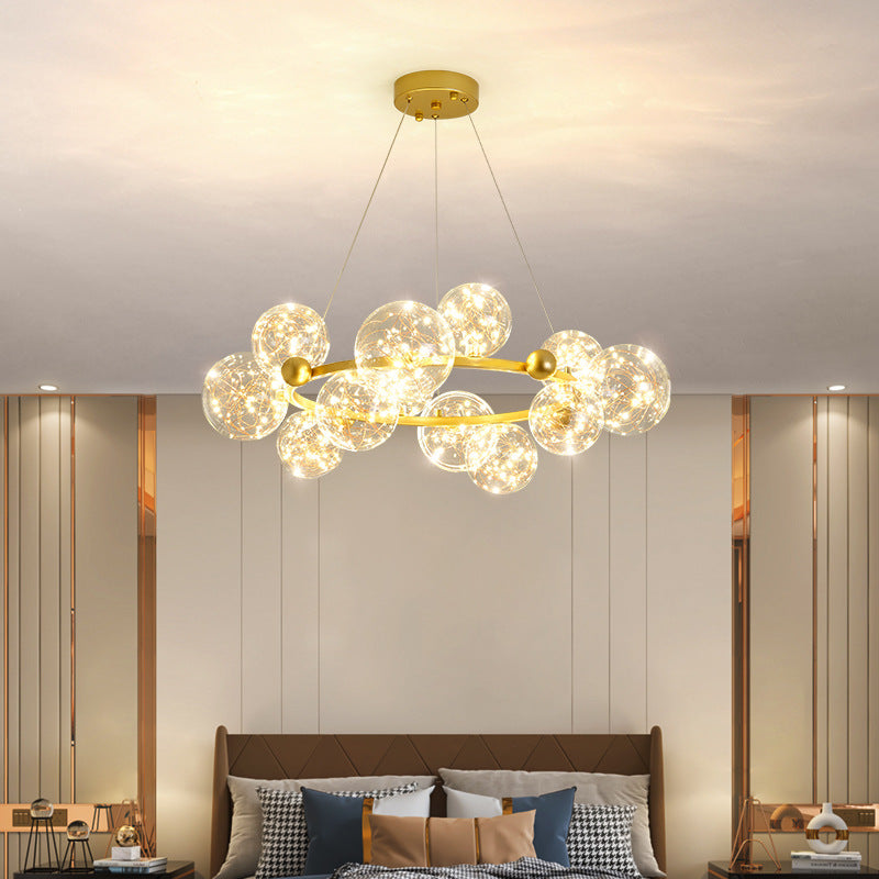 Simple Led Chandelier Light Multi Head Pendant Light with Glass Shade for Living Room