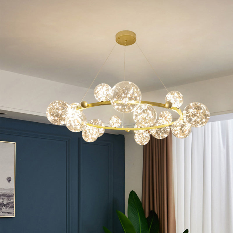 Simple Led Chandelier Light Multi Head Pendant Light with Glass Shade for Living Room