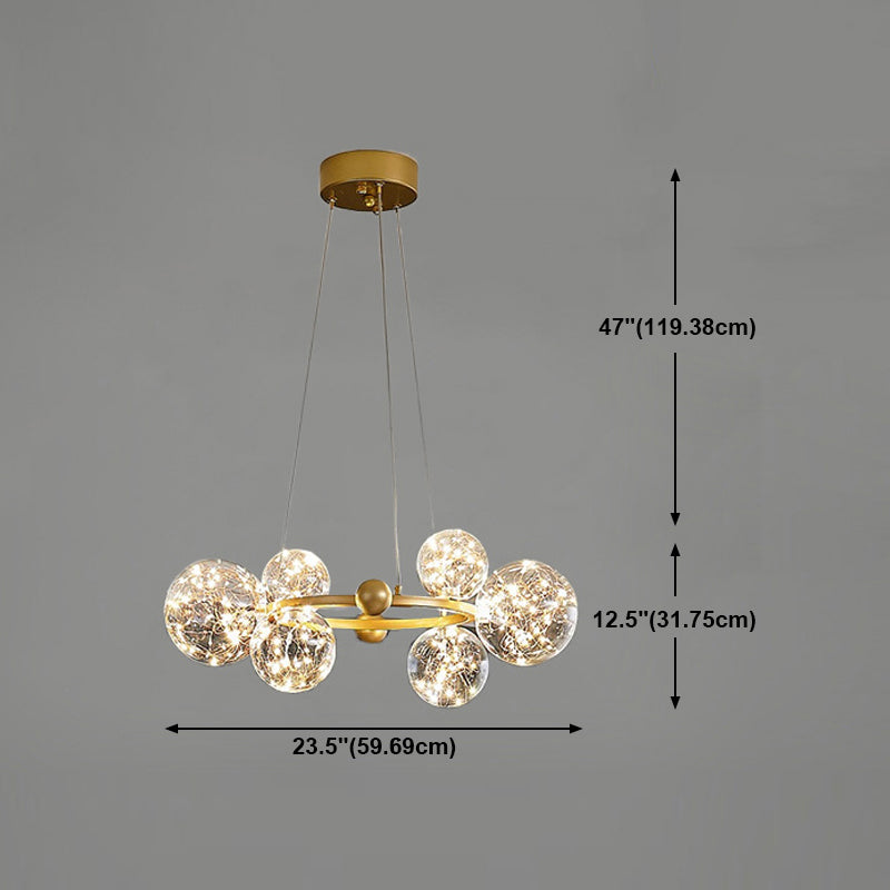 Simple Led Chandelier Light Multi Head Pendant Light with Glass Shade for Living Room