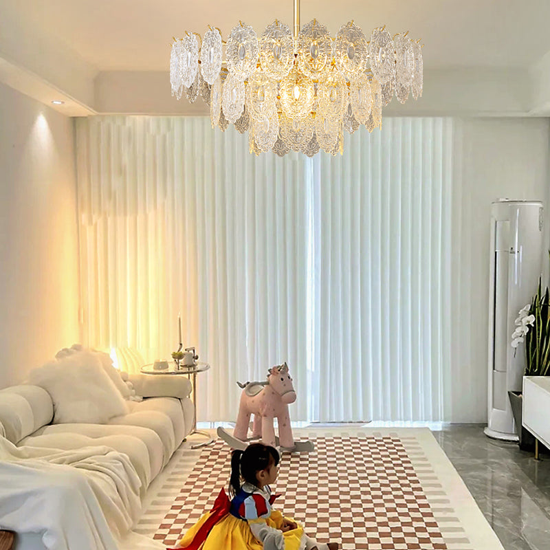 Modern Style Chandelier Light Fixture Metal Chandelier with Glass Shade