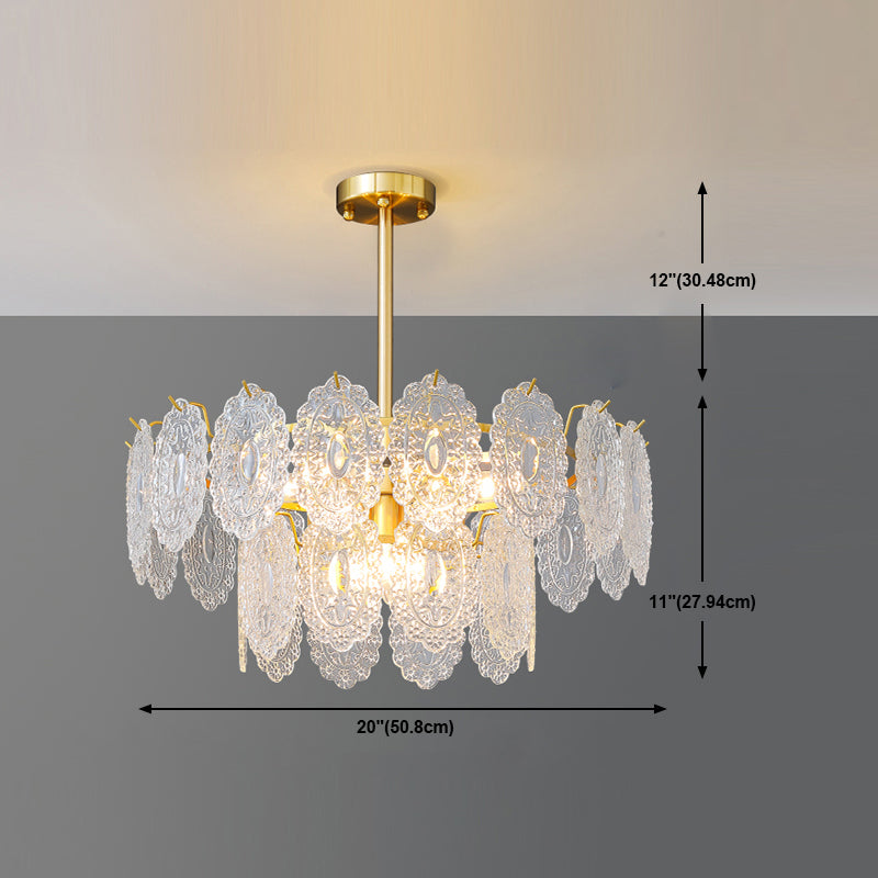 Modern Style Chandelier Light Fixture Metal Chandelier with Glass Shade