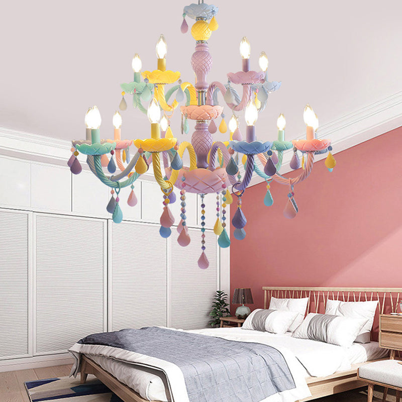 Nordic Macron Chandelier Candle Pendant Lighting Fixtures for Child Room