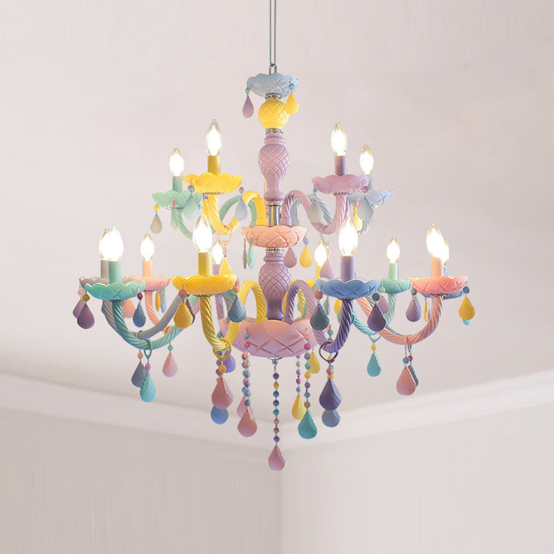 Nordic Macron Chandelier Candle Pendant Lighting Fixtures for Child Room
