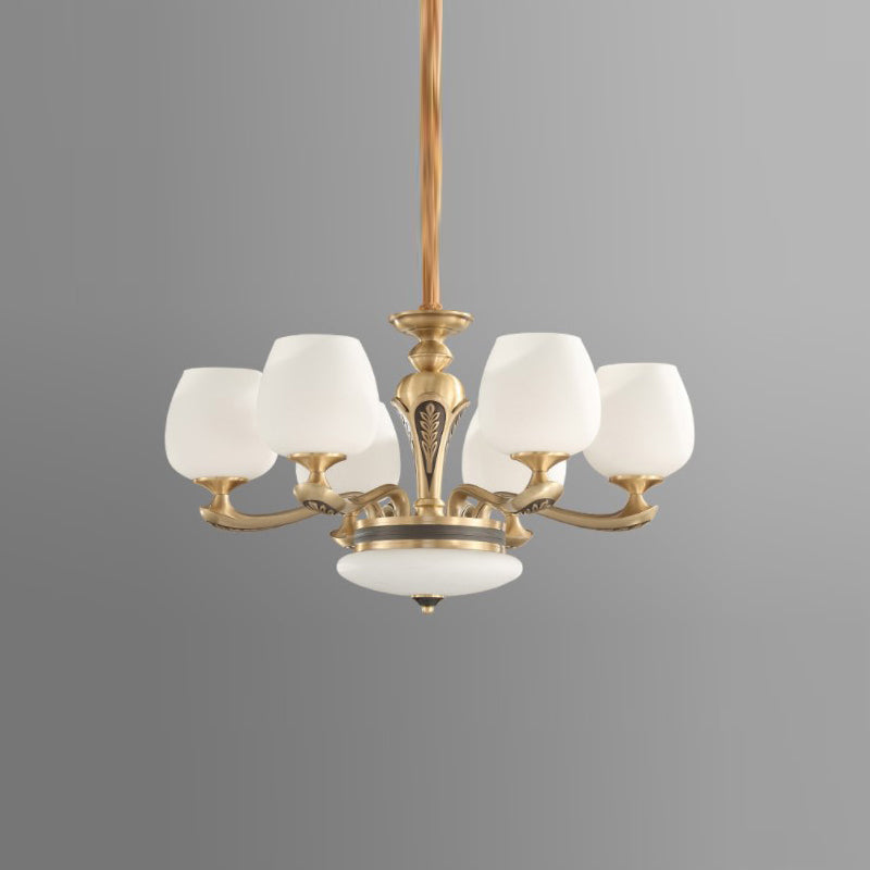 American Style Chandelier Gold Multi Head Glass Hanging Light for Restaurant