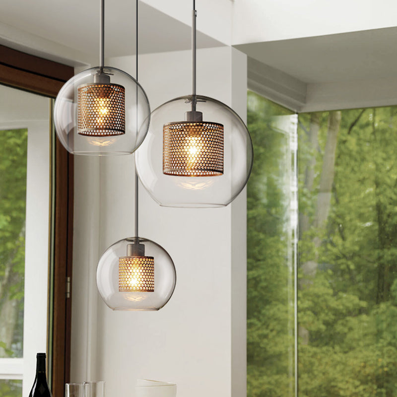 Industrial Glass Hanging Light Household Pendant Lighting for Living Room