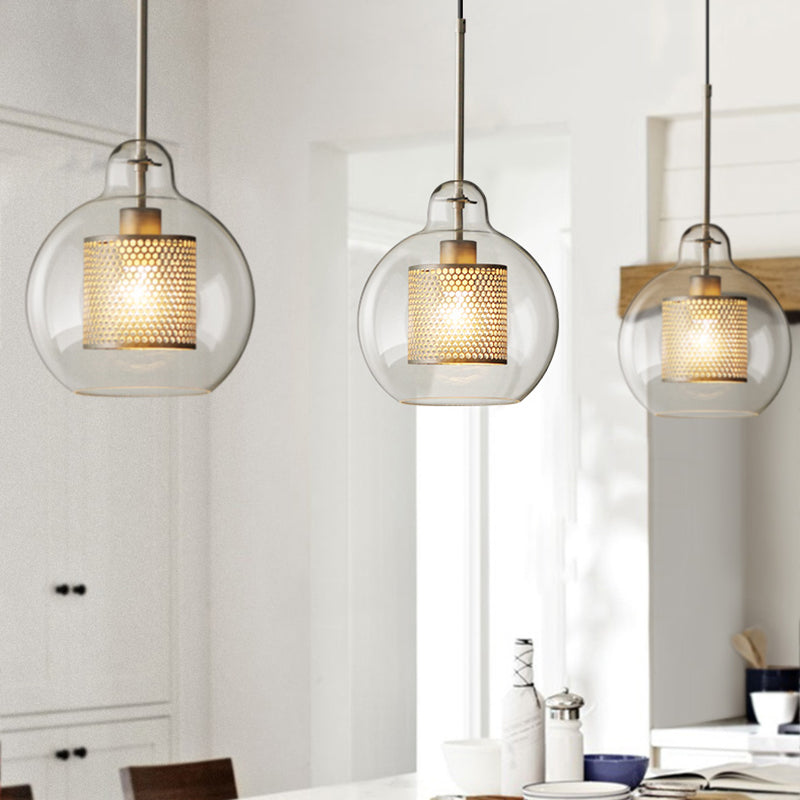 Industrial Glass Hanging Light Household Pendant Lighting for Living Room
