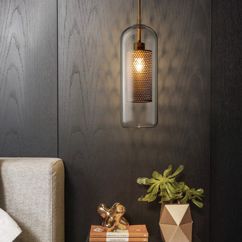 Industrial Glass Hanging Light Household Pendant Lighting for Living Room