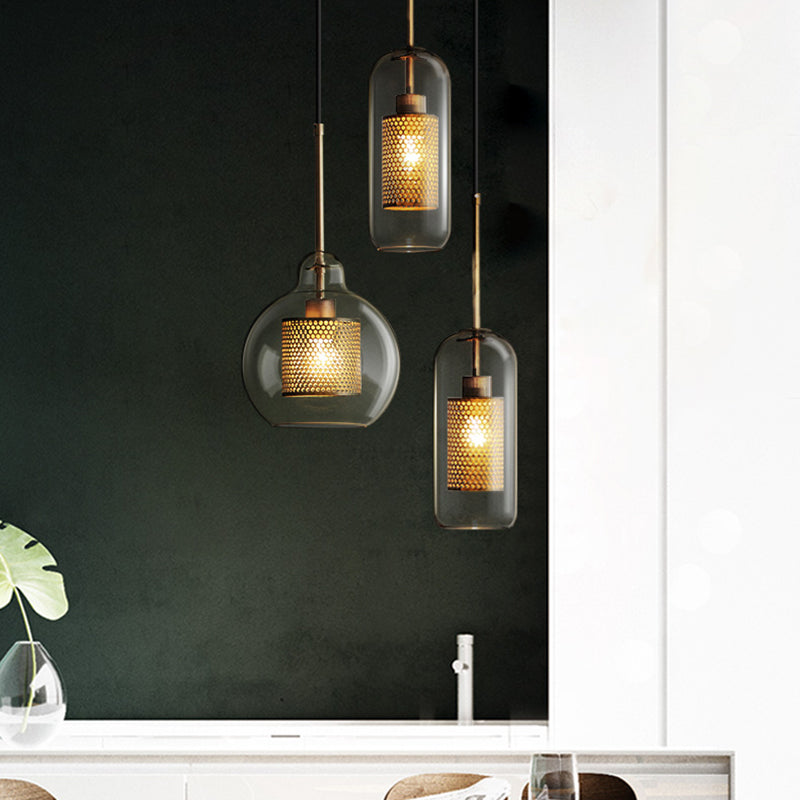 Industrial Glass Hanging Light Household Pendant Lighting for Living Room