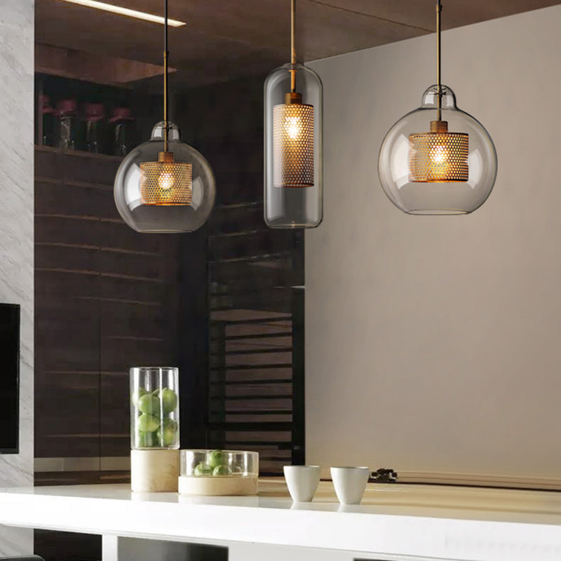 Industrial Glass Hanging Light Household Pendant Lighting for Living Room