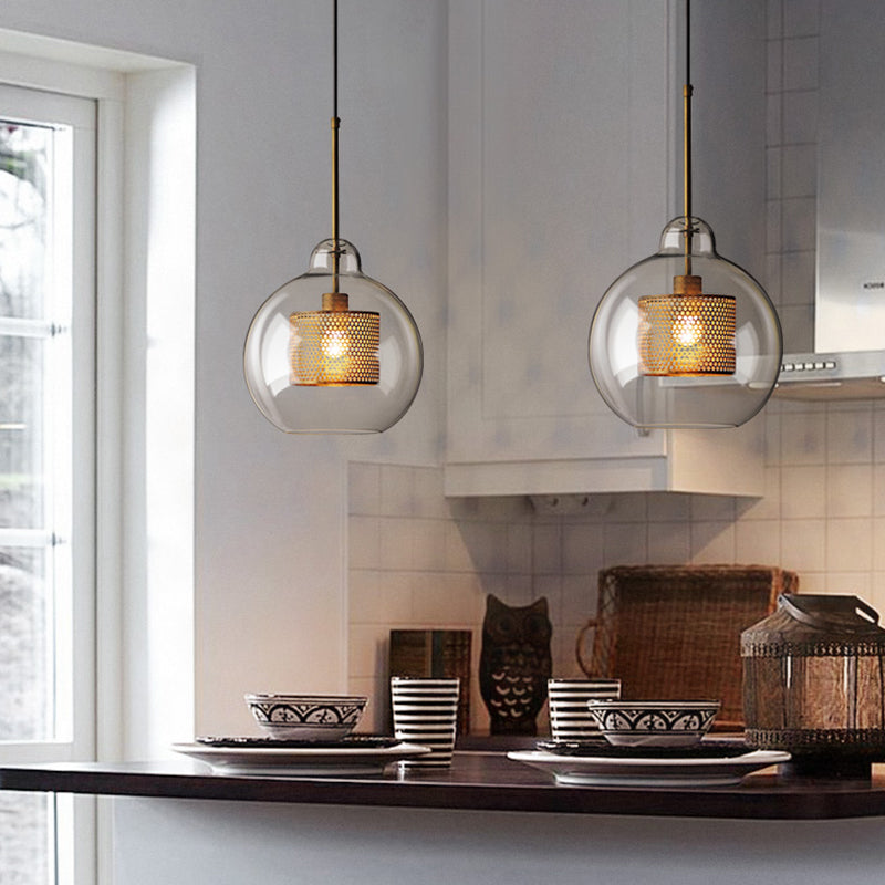 Industrial Glass Hanging Light Household Pendant Lighting for Living Room