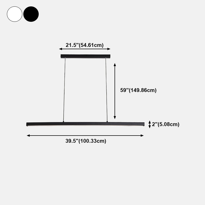 1-Light LED Island Light Fixture Simple Style Linear Hanging Lamp with Acrylic Shade
