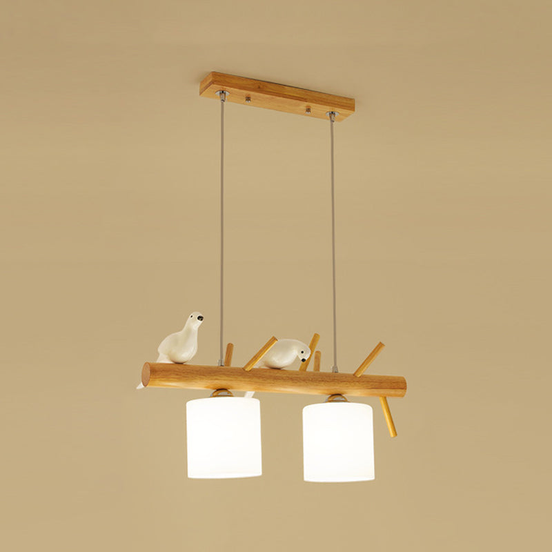 Simple Island Lamp Wooden Multi Head Pendant Lighting Fixtures for Dining Room