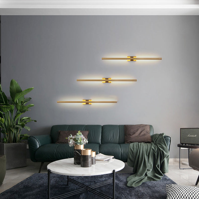 Stile moderno a muro leggero minimalista dritto a led muro con metallo per camera da letto