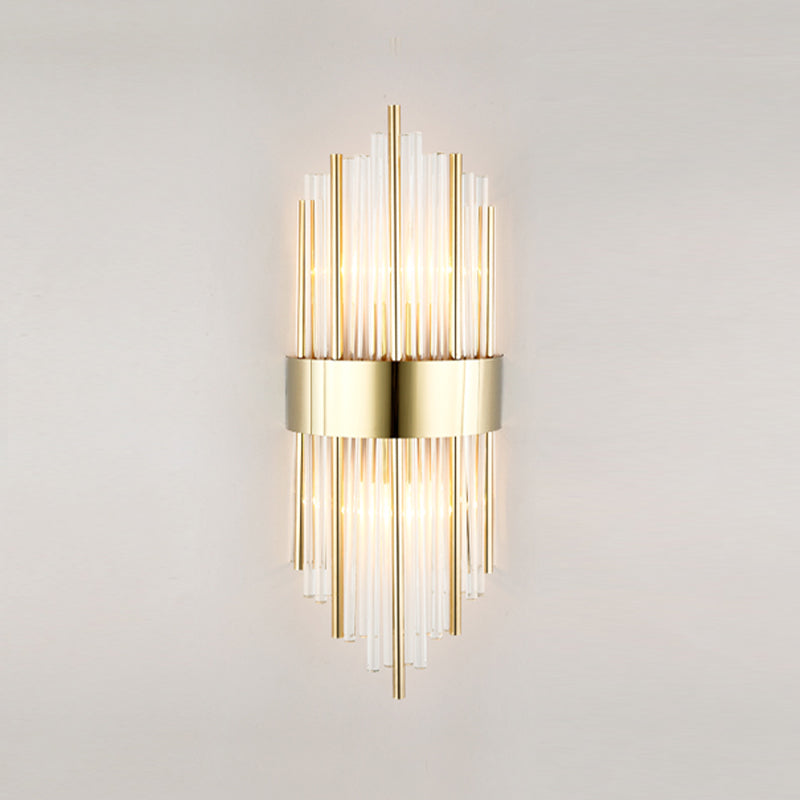 Moderne Metallwandlicht Geometrische 2 Lichter Wandleuchten mit Kristall für Schlafzimmer
