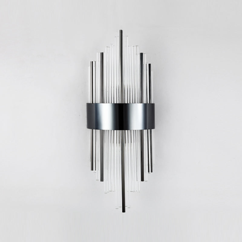 Modern Metal Wall Light Geometric 2 Lights Wall Sconce with Crystal for Bedroom