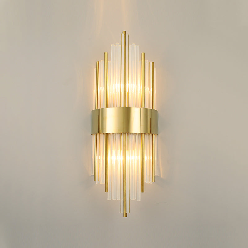 Moderne Metallwandlicht Geometrische 2 Lichter Wandleuchten mit Kristall für Schlafzimmer