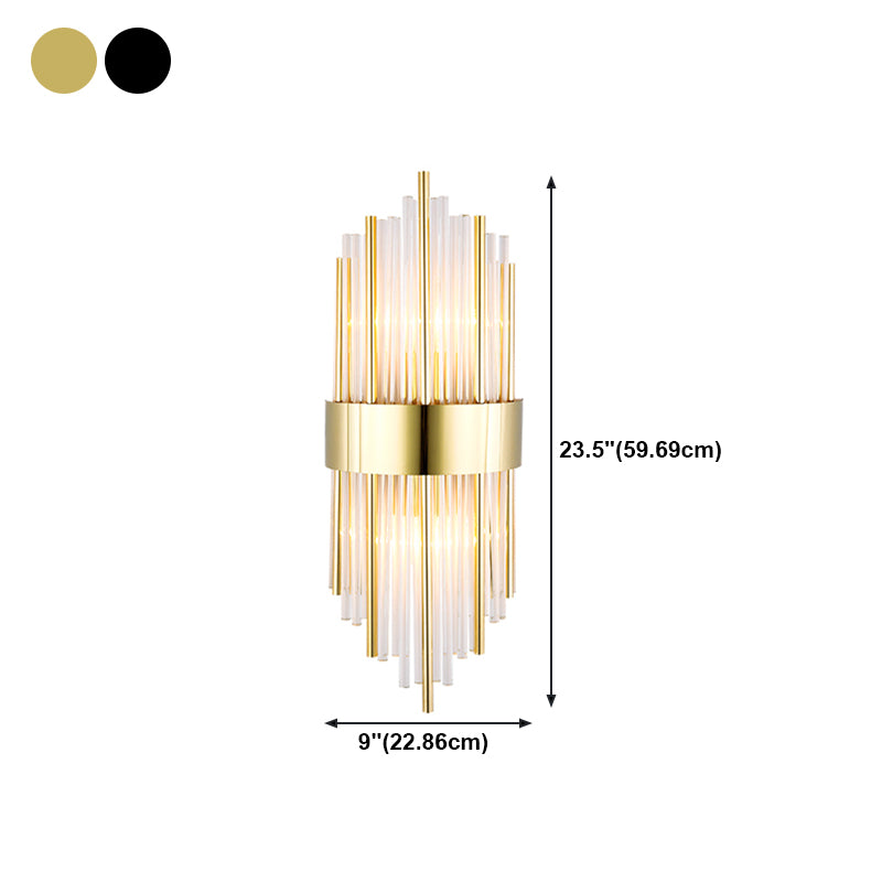 Modern Metal Wall Light Geometric 2 Lights Wall Sconce with Crystal for Bedroom