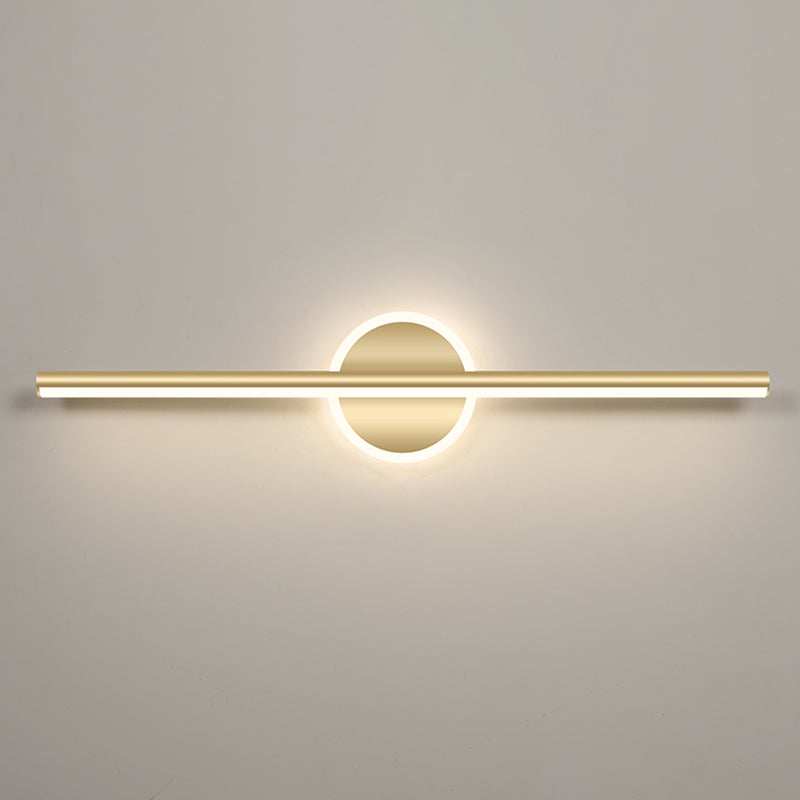 Gold LED Vanity Light Fixtures Modernist Mirror Front Lighting with Silicone Shade