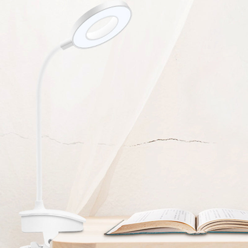 Ring LED Table Lamp Contemporary Table Lamps for Study Room with PC Shade